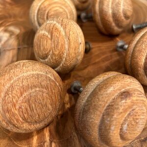 Wooden round set of eight hardware knobs